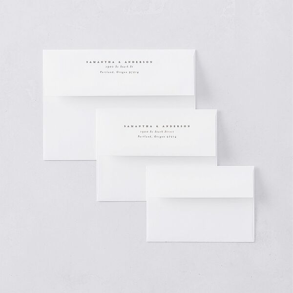 Flourishing Love Save The Date Card Envelopes White Sepia Both Recipient and Return Addresses Signature Standard