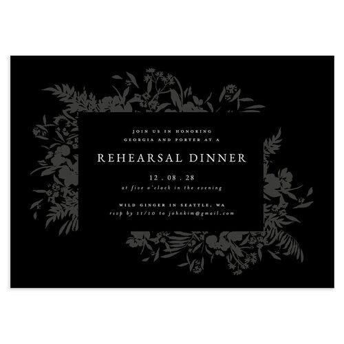Glistening Garden Rehearsal Dinner Invitations Charcoal Signature Blank Standard