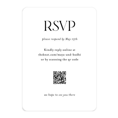 Monogram Portrait QR Code RSVP Cards Pure White Signature Rounded