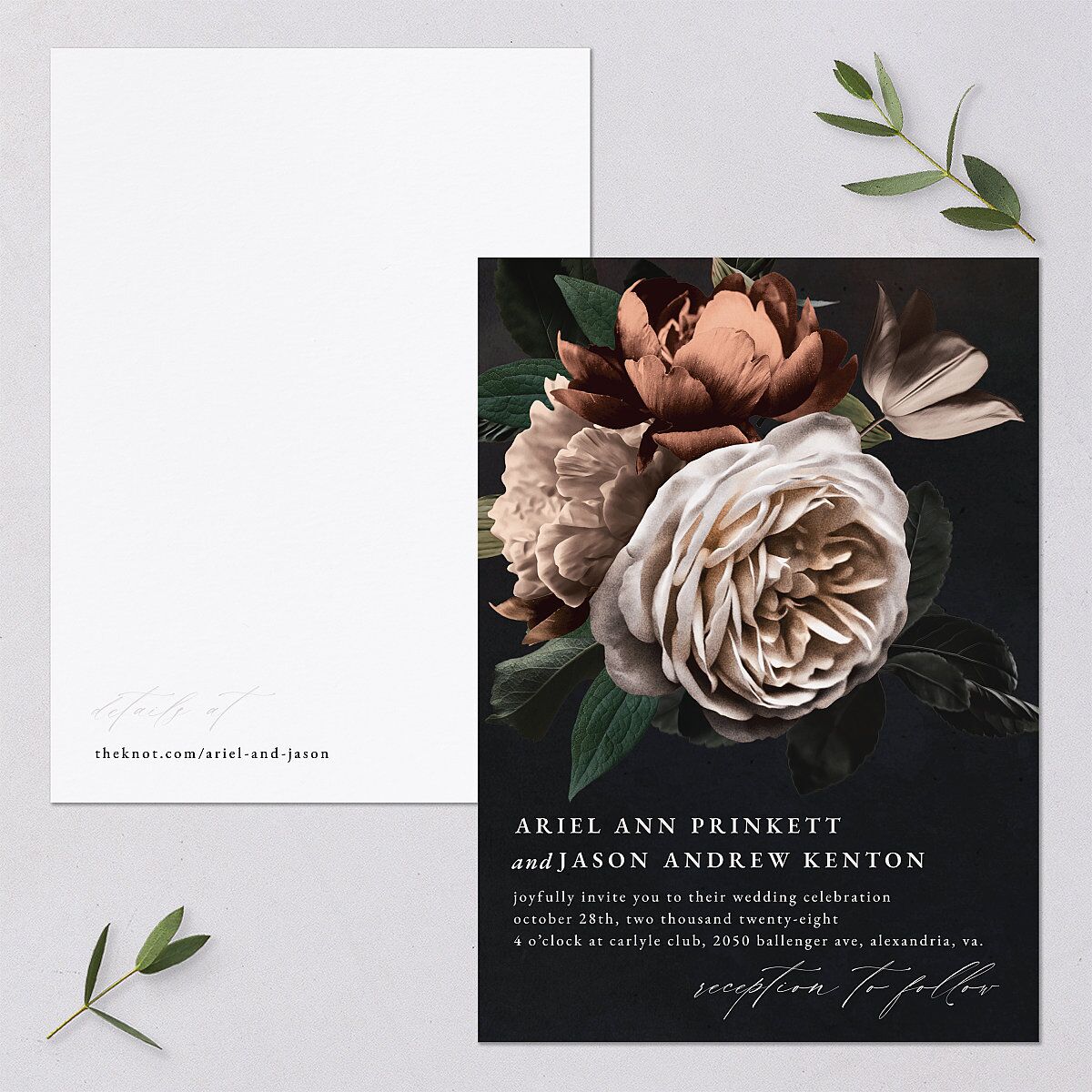 Modern Rose Wedding Invitations Peach Fuzz Signature Blank No