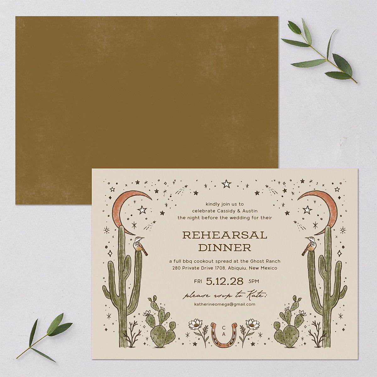 Southwestern Nouveau Rehearsal Dinner Invitations Umber Signature Blank Standard