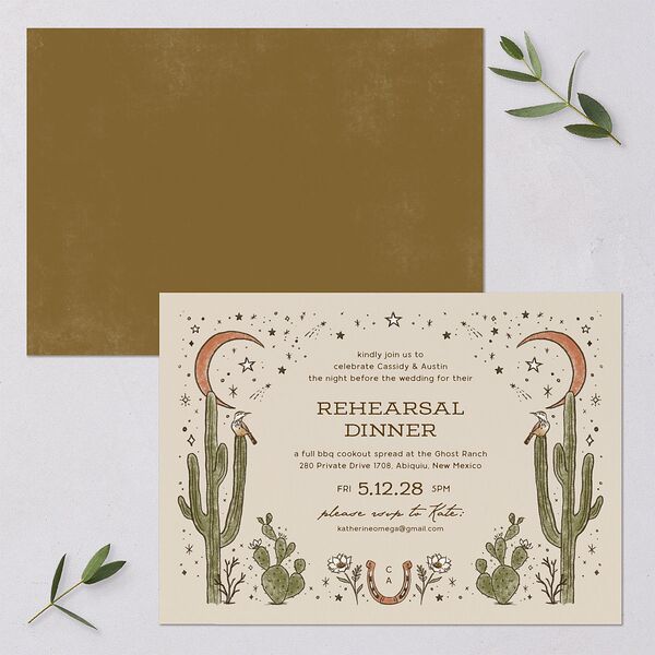 Southwestern Nouveau Rehearsal Dinner Invitations Umber Signature Blank Standard