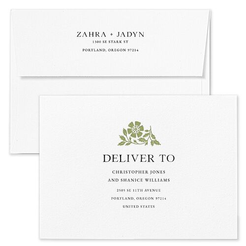 Block Print Wedding Invitation Envelopes Kraft Meadow Return Address Standard Signature