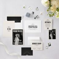 Vintage Art Deco Photo Wedding Invitations Off-White Signature Blank No Standard