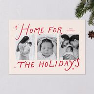 Whimsical Handwritten Home for the Holidays Photos Holiday Cards Photos Ruby Signature Blank Portrait  Standard