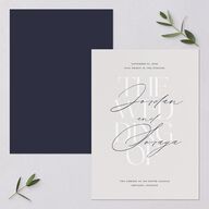 Overlay Wedding Invitations Dark Navy Signature Blank No Standard