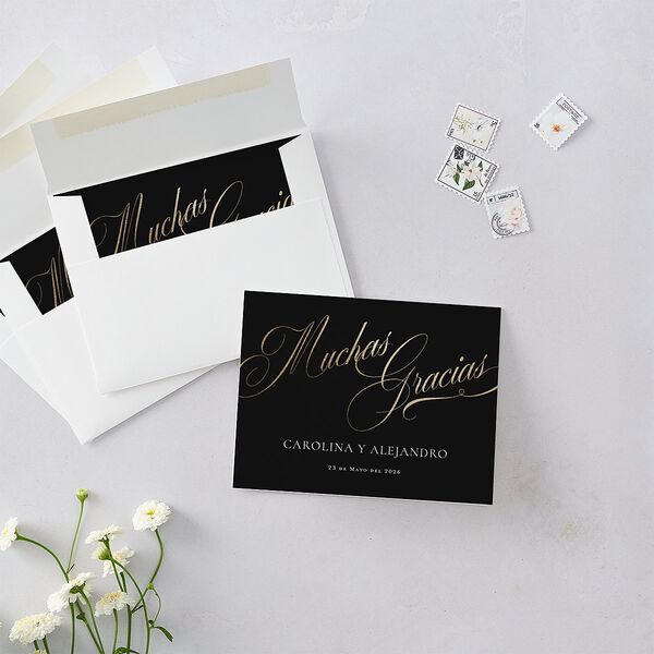 Nuestra Boda Thank You Cards Gold Charcoal