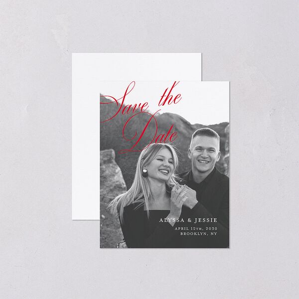 Bold Romantic Type Save the Date Petite Cards Ruby Signature smooth Blank No Standard