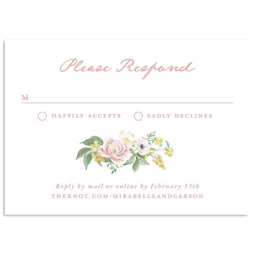 Maximalist Floral Crest Wedding Response Cards Pink Cotton Signature Standard