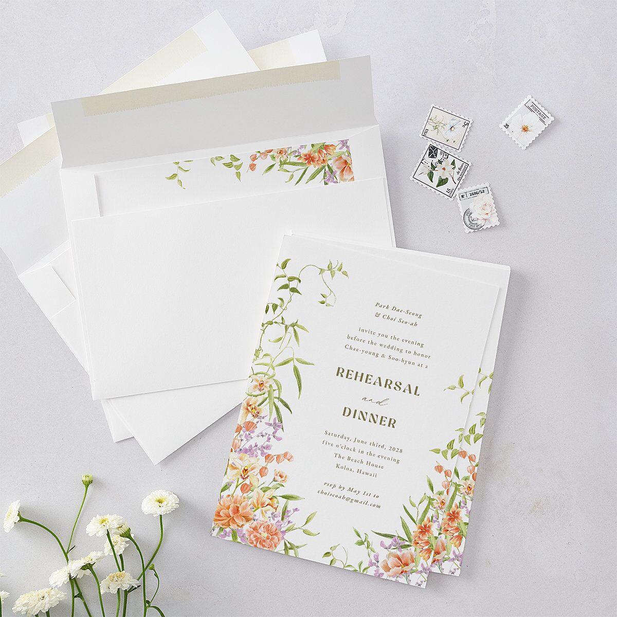 Bom Bloom Rehearsal Dinner Invitations Pumpkin Signature Blank