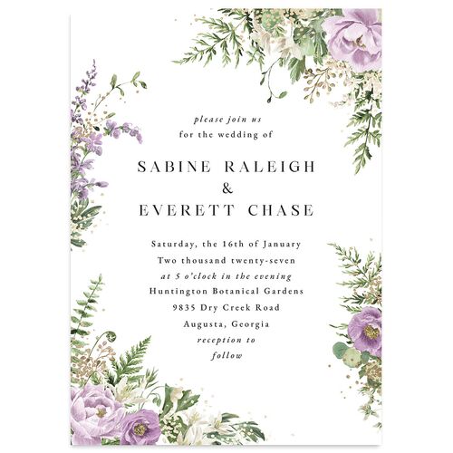 Gilded Fern Frame Botanical Wedding Invitations Gold Orchid Signature Blank No Standard