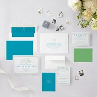 Iconic Beach Save the Date Cards Green Apple Signature smooth Blank No Standard