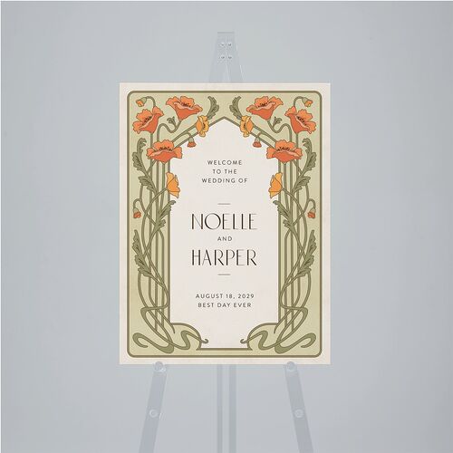 Vintage Nouveau Floral Standard Welcome Sign Medium Pear Standard Indoor Foam Core M Welcome