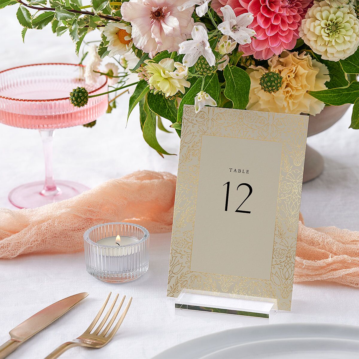 Ornate Regency Table Numbers Gold Bisque Signature