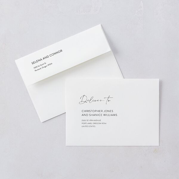 Floral Sprig Rehearsal Dinner Invitation Envelopes White Standard Canary Both Recipient and Return Addresses Signature