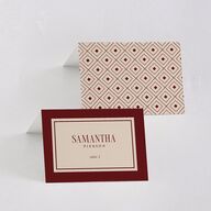 Elegant Diamond Pattern Place Cards Burgundy Signature