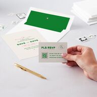Whimsically Retro Handwritten Note QR Code RSVP Cards Kelly Green Signature Standard