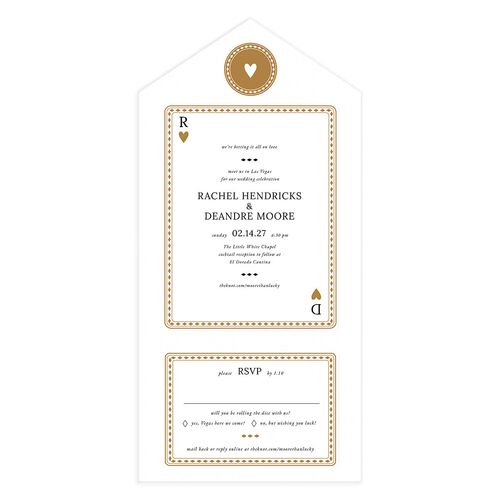 Las Vegas Playing Card All-in-One Wedding Invitations Marigold Signature Light Both Recipient and Return Addresses No