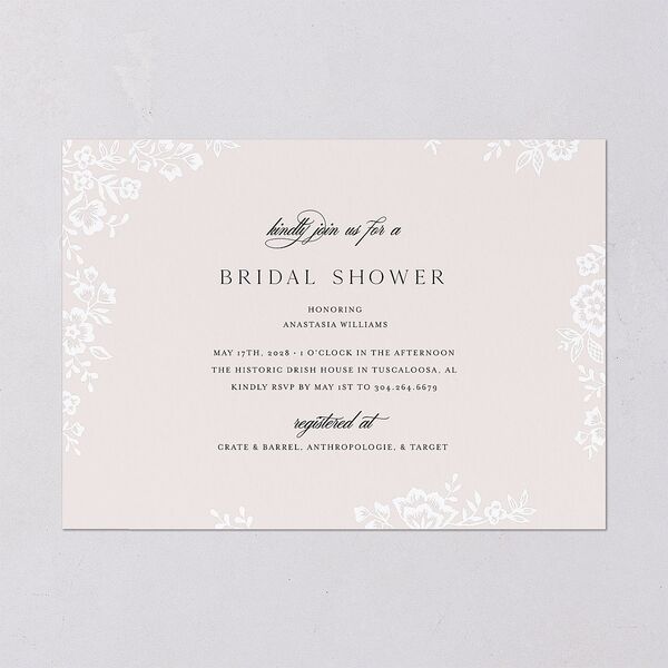 Foil Lace Bridal Shower Invitations Pure White Signature Blank Standard