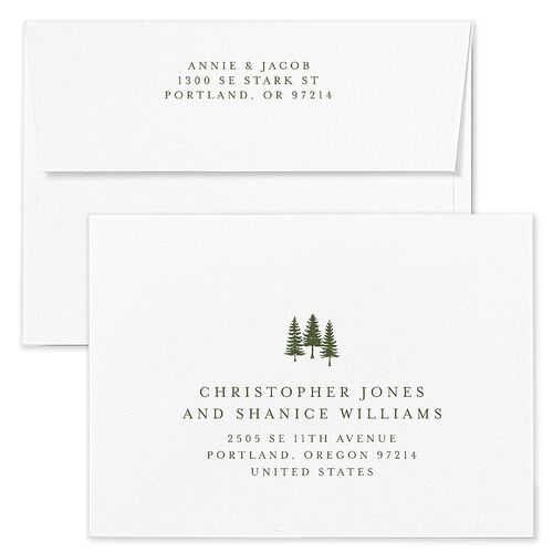 Holiday Buffalo Check Holiday Card Envelopes White Moss Both Recipient and Return Addresses Standard Signature