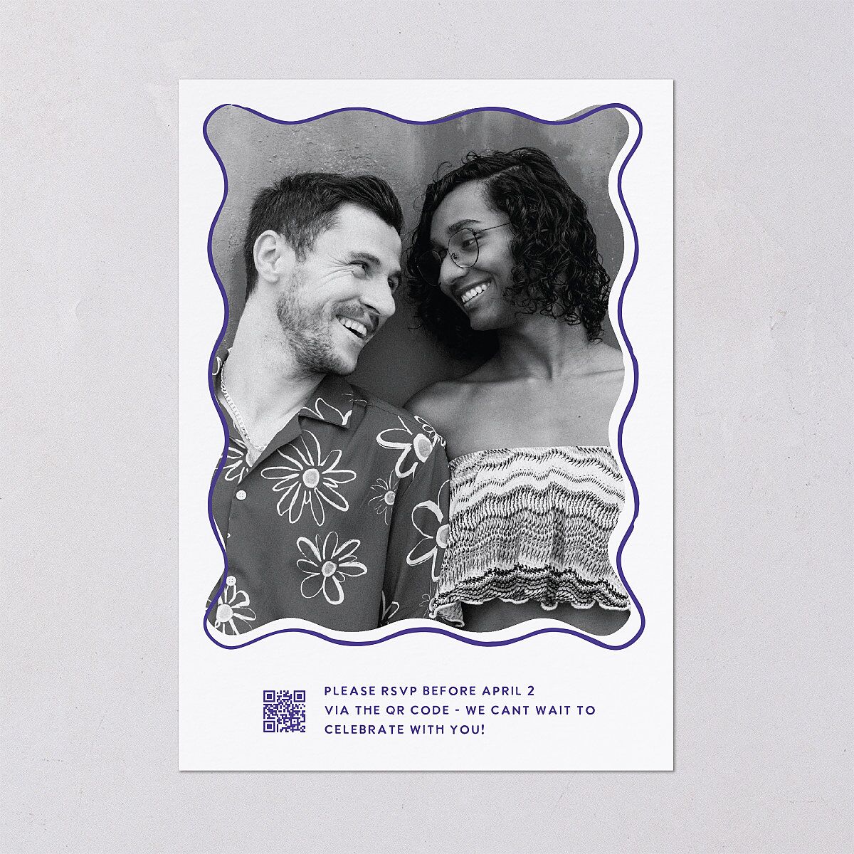 Hand Drawn Wavy Border Rehearsal Dinner Invitations Sapphire Signature Blank Standard