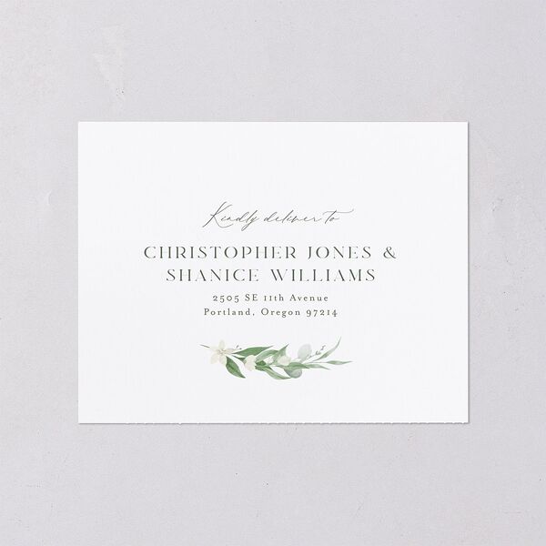 Greenery Laurel All-in-One Wedding Invitations Thyme Signature Light Both Recipient and Return Addresses No