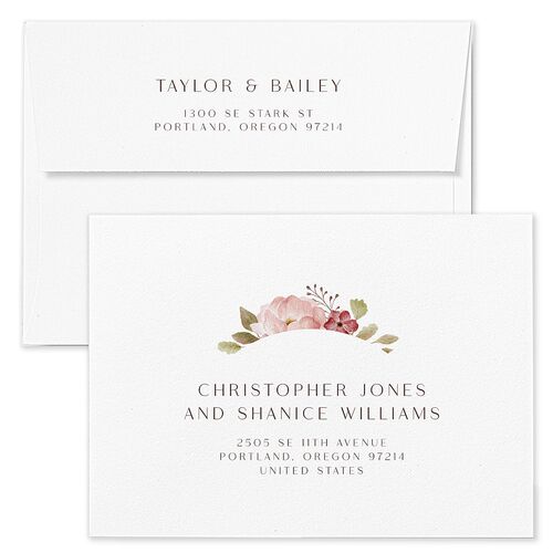 Lush Arch Bridal Shower Invitation Envelopes White Pink Cotton Both Recipient and Return Addresses Signature Standard