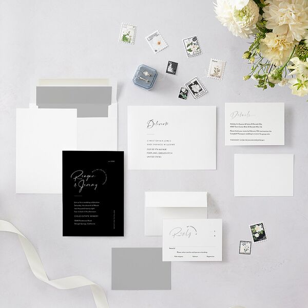 Modern Arc Wedding Invitations Licorice Signature Blank No Standard