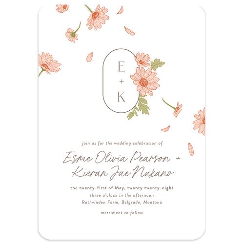 Monogram Daisies Wedding Invitations Blossom Signature Blank No Rounded