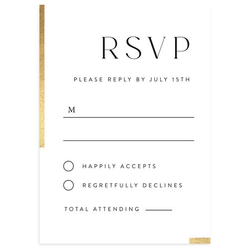 Bar Accent Wedding Response Cards Gold Midnight Signature Standard