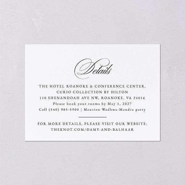 Vintage Flourish Wedding Enclosure Cards Pure White Signature Standard