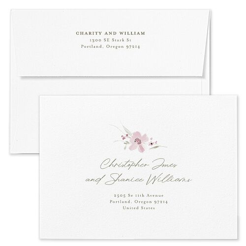 Floral Photo Wedding Invitation Envelopes Amethyst Rose Recipient Address Standard Signature