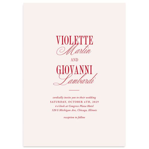 Elegant Classic Wedding Invitations Ruby Signature Blank Standard No
