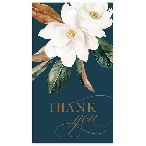 Southern Magnolia Favor Gift Tag Ink Blue Signature