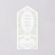 Porcelain Blue Floral Watercolor All-in-One Wedding Invitations Moss Signature Light Both Recipient and Return Addresses No