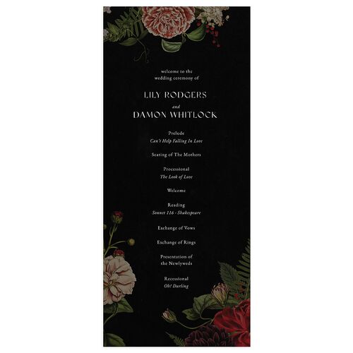 Gothic Floral Wedding Programs Midnight Signature