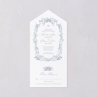 Antique Victorian Botanical All-in-One Wedding Invitations Dusty Blue Signature Light Both Recipient and Return Addresses No