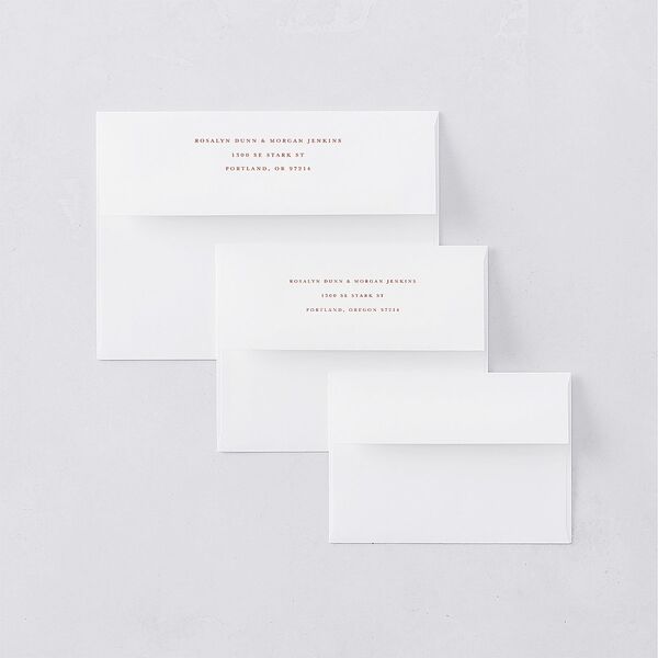 Gilded Botanical Thank You Card Envelopes White Copper Both Recipient and Return Addresses Signature Standard