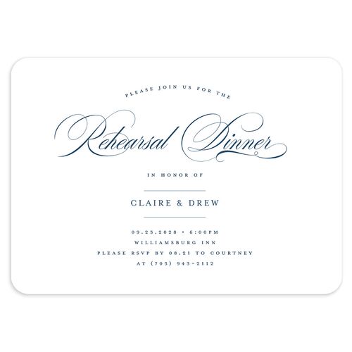 Classic Calligraphy Rehearsal Dinner Invitations Cruise Signature Blank Rounded