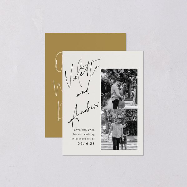 Signed Save the Date Petite Cards Licorice Signature smooth Blank No