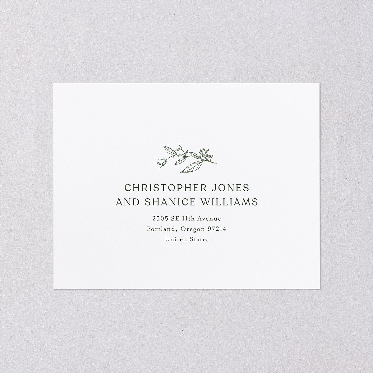 Botanical Arch All-in-One Wedding Invitations Hunter Green Signature Light Both Recipient and Return Addresses No