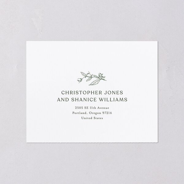 Botanical Arch All-in-One Wedding Invitations Hunter Green Signature Light Both Recipient and Return Addresses No