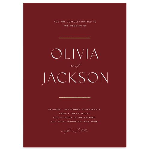 Just Us Wedding Invitations Gold Maroon Signature Blank No Standard