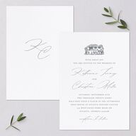 Classic Landscape Wedding Invitations Steel Gray Signature Blank No Standard
