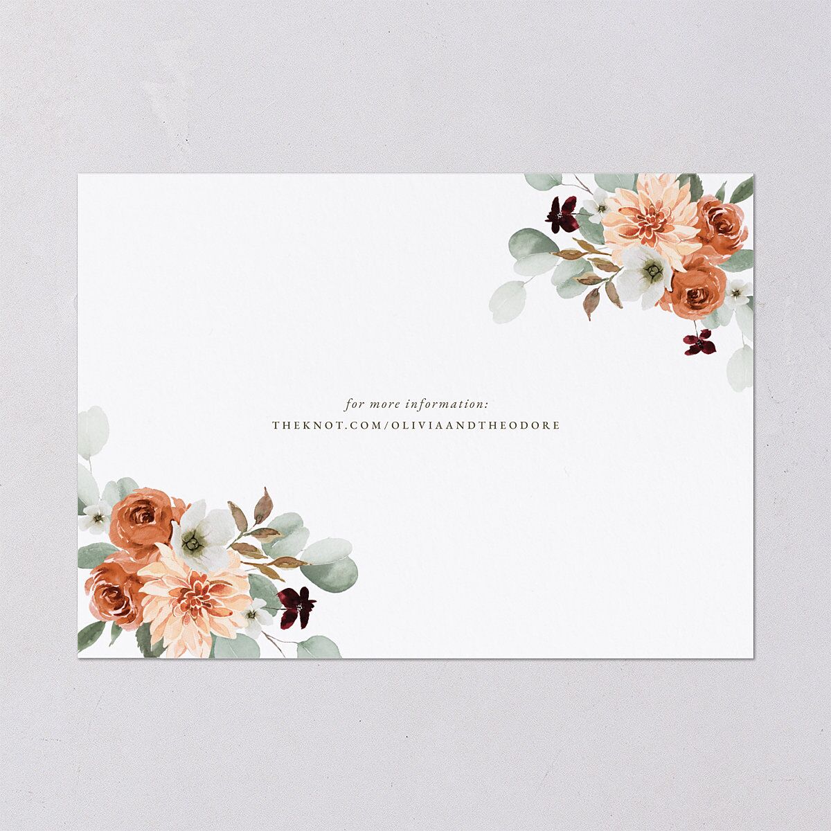 Eucalyptus Bouquet Save the Date Cards Terracotta Signature smooth Blank No Standard