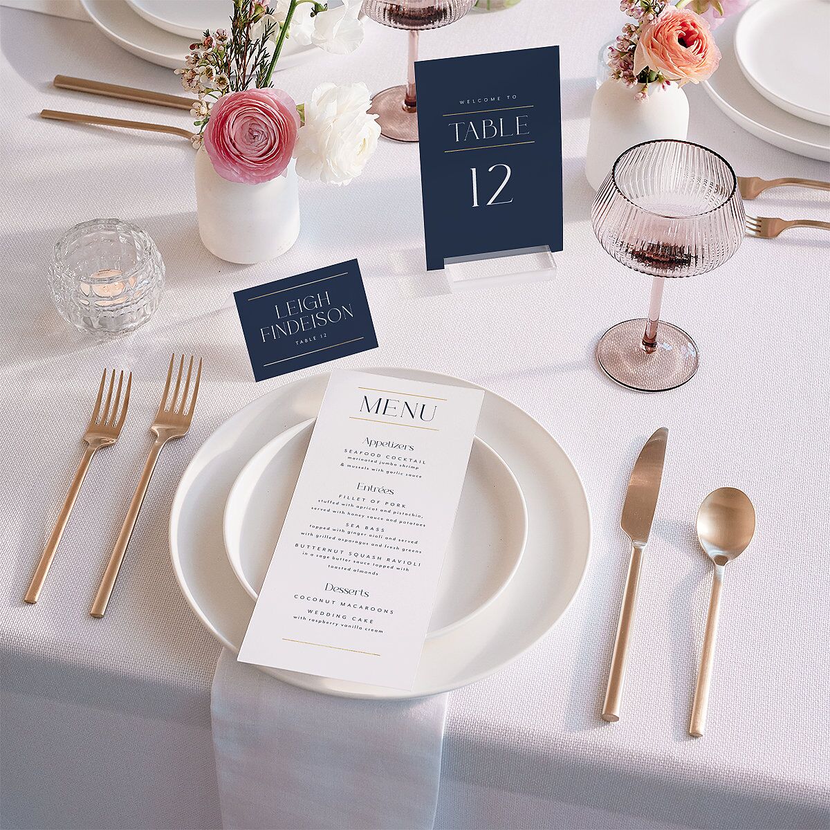 Estate Table Numbers Gold Moody Blue Signature
