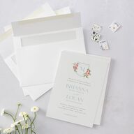 Watercolor Floral Crest Wedding Invitations Shell Pink Signature Blank Ticket No