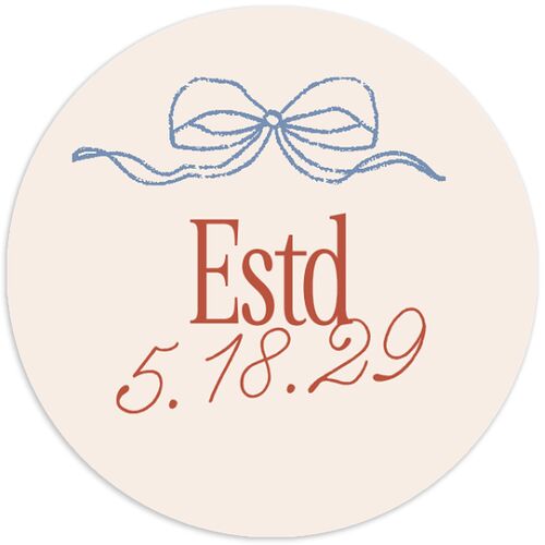 Modern Delicate Bows Wedding Stickers Jewel Red Circle