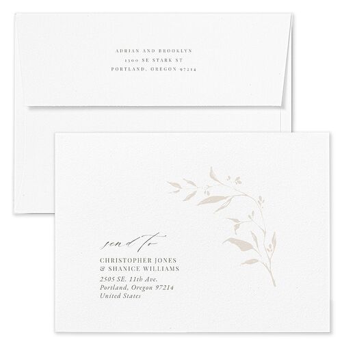 Rustic Minimal Wedding Invitation Envelopes Kraft Champagne Return Address Standard Signature