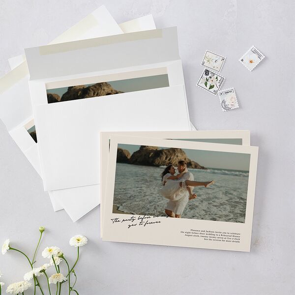 Vintage Film Rehearsal Dinner Invitations Sand Signature Blank Standard